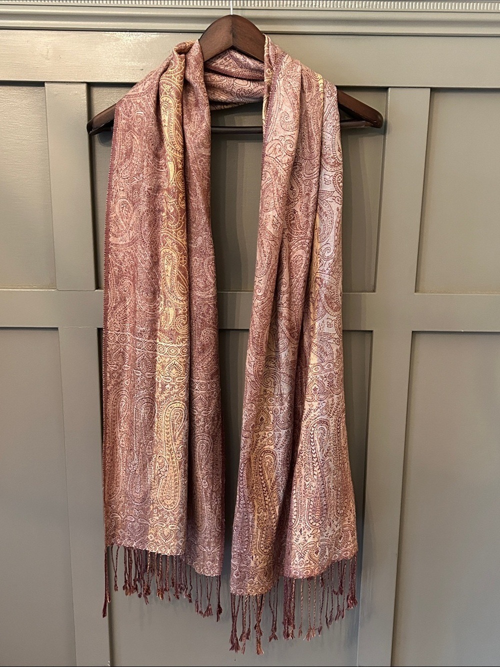 Scarf Paisley Print Tassels Boho Multicolor Made in India 72" x 21"
